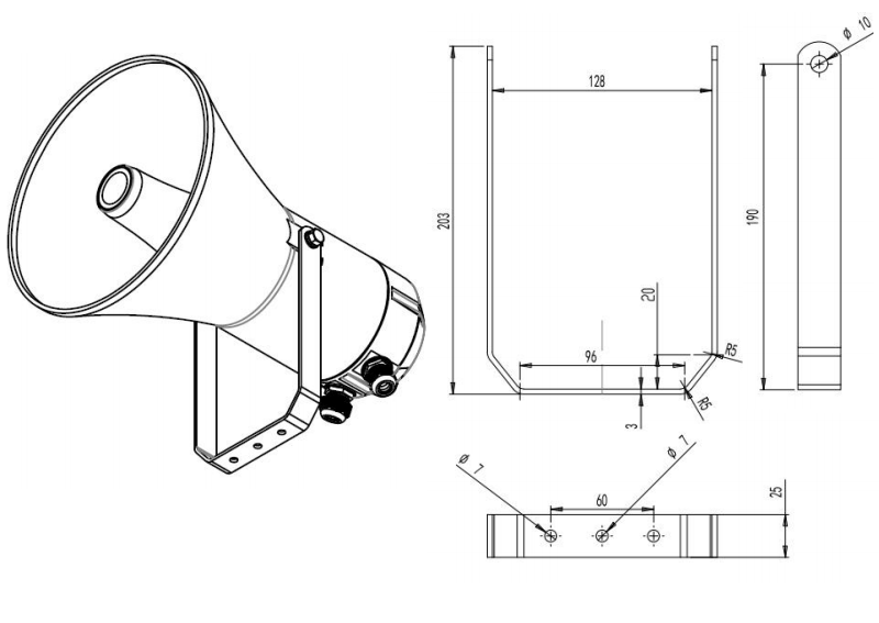 pa horn speaker install size